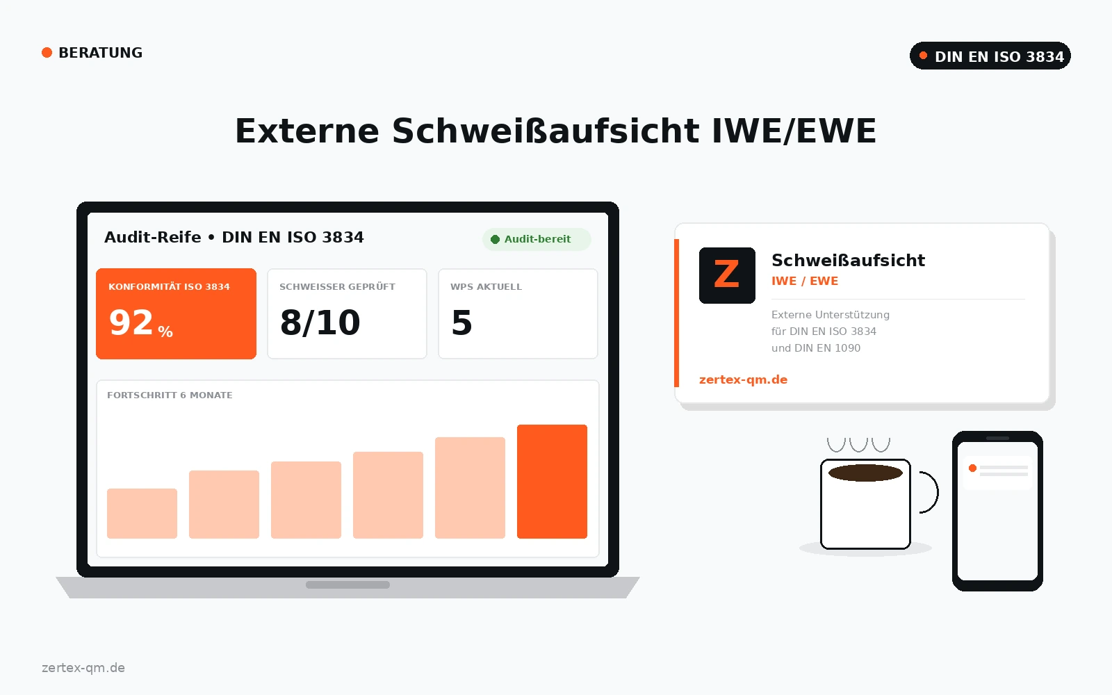 Externe Schweißaufsicht für DIN EN ISO 3834 Zertifizierung